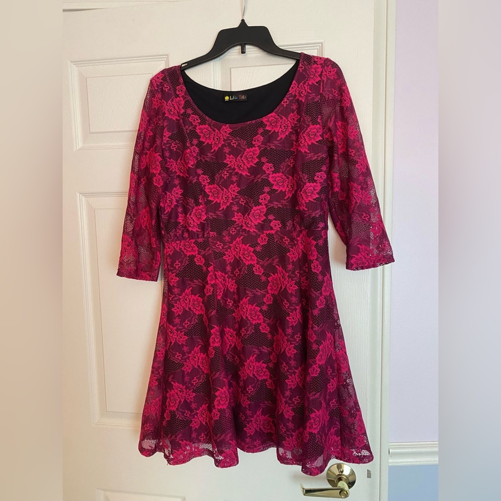 Luna Tiks Pink Lace Floral Dress